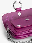 Kate Wallet Bag - Fuschia smooth leather mini bag with ring and metal chain.