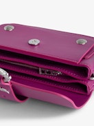 Kate Wallet Bag - Fuschia smooth leather mini bag with ring and metal chain.