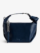 Handtasche Le Cecilia - Blaue Handtasche aus italienischem und pflanzlich gegerbtem Leder mit Schulterriemen aus Leder mit „C“-förmiger Metallschnalle.