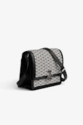 Bolso ZV Initiale Le City Monogram - Bolso de piel negra y jacquard ZV con solapa y bandolera para mujer