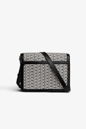 Bolso ZV Initiale Le City Monogram - Bolso de piel negra y jacquard ZV con solapa y bandolera para mujer