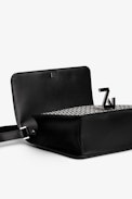 Bolso ZV Initiale Le City Monogram - Bolso de piel negra y jacquard ZV con solapa y bandolera para mujer