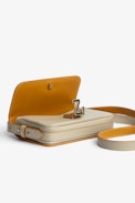 ZV Initiale Le Mini Bag - Women’s small smooth beige leather bag with flap, ZV clasp and a shoulder strap
