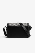 Bolso ZV Initiale Le Mini Monogram - Bolso mini de piel negra y jacquard ZV con solapa y bandolera para mujer