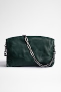 Rockyssime Bag - Women's green lambskin bag with thick chain.