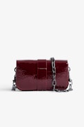 Kate Wallet Wrinkle Bag - Burgundy patent leather bag with shoulder strap and flap