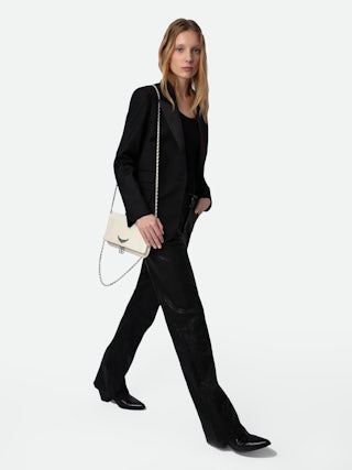 Rock Swing Your Wings Clutch - Women's Rock swing clutch in white leather.