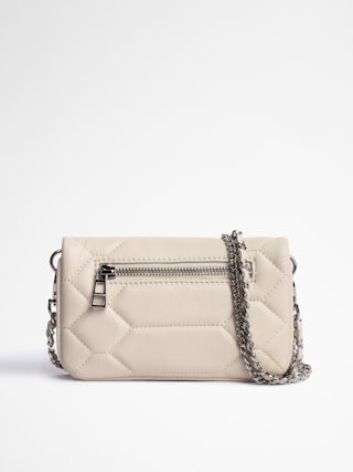 Rock Nano Quilted Clutch - Women’s quilted leather clutch bag with chain