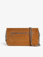 Rock Suede Clutch - Suede clutch with double chain and signature diamante wings.