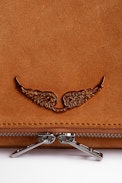 Rock Suede Clutch - Women's camel suede clutch bag
