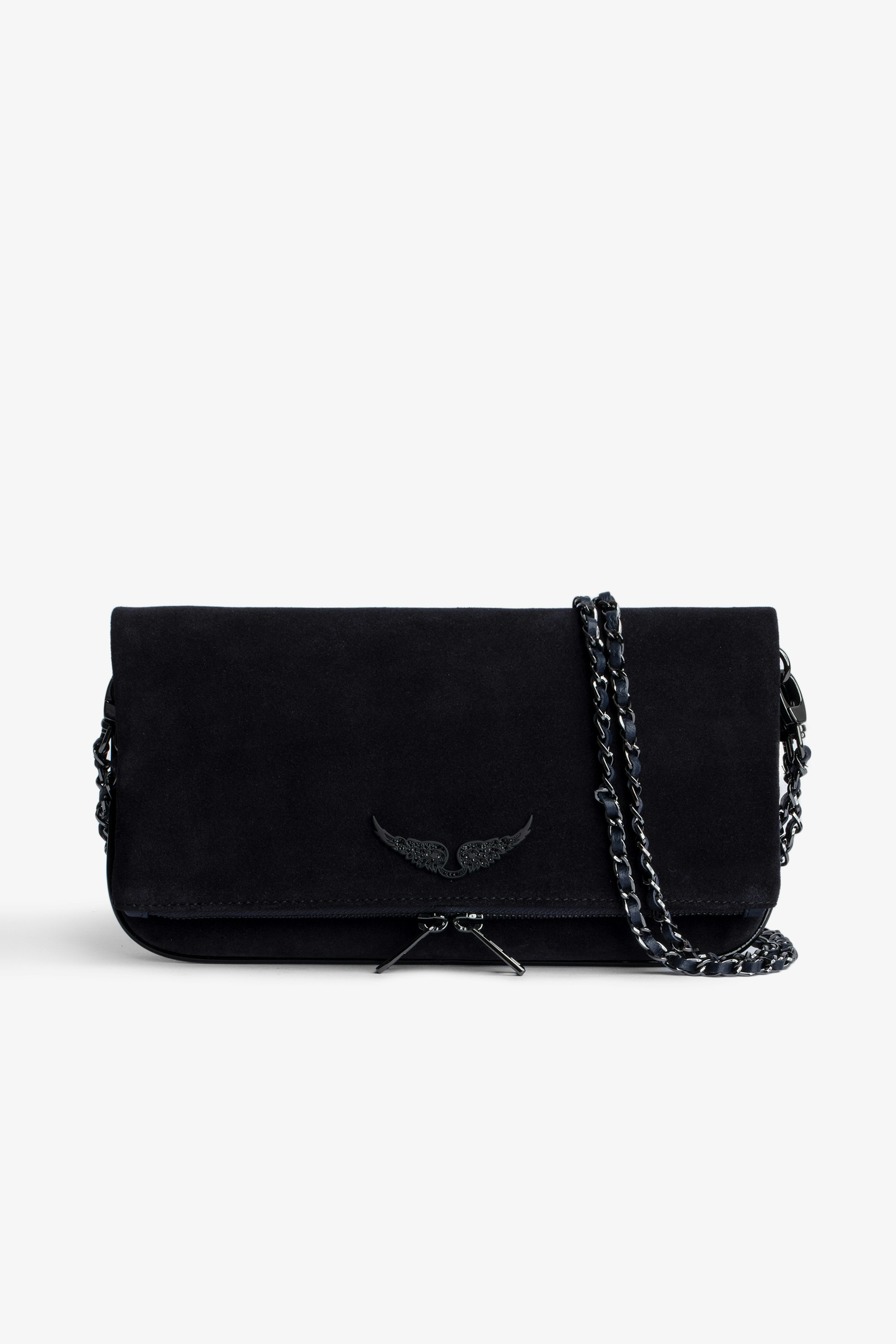 Rock Suede クラッチバッグ Women’s clutch in black and navy blue suede