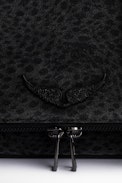 Rock Suede Clutch - Women's black leopard print leather clutch bag