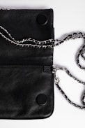Rock Strap Jewelled Clutch - Women's leather clutch in black with studded band