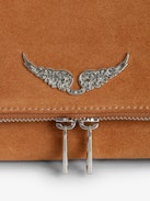 Borsa Rocky Scamosciata - Borsa in pelle scamosciata con catena, tracolla e ali distintive.