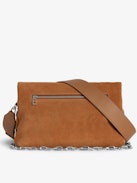 Borsa Rocky Scamosciata - Borsa in pelle scamosciata con catena, tracolla e ali distintive.