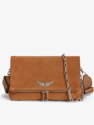 Borsa Rocky Scamosciata - Borsa in pelle scamosciata con catena, tracolla e ali distintive.