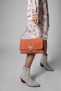 Rocky Suede Bag - Women's orange suede clutch bag