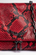 Sac Rocky - Sac à bandoulière en cuir effet python rouge Femme