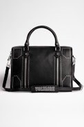 Sunny Medium #2 Bag - Women's black leather shoulder bag with silver studs