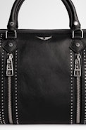 Sunny Medium #2 Bag - Women's black leather shoulder bag with silver studs
