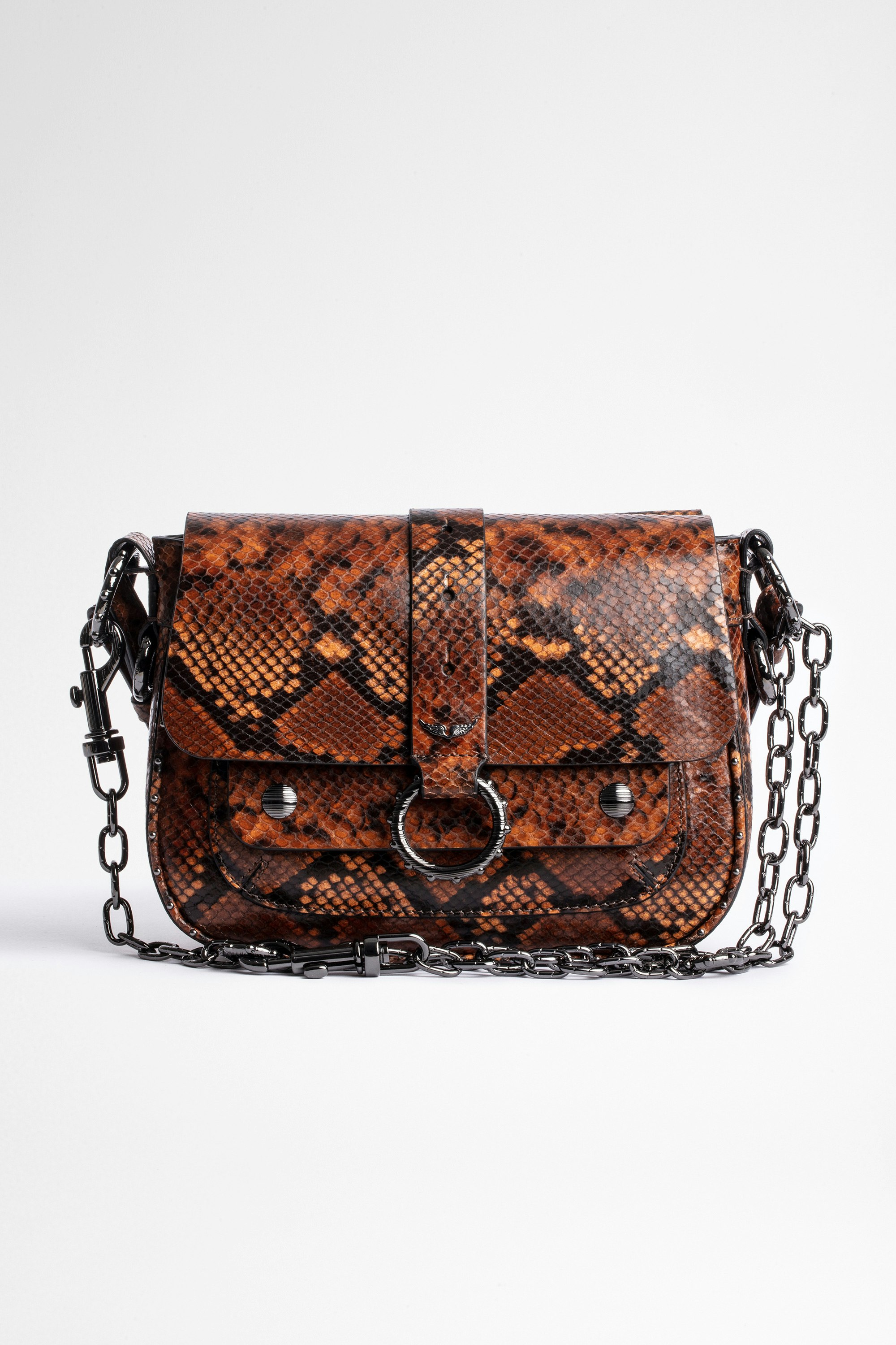 Tasche Kate Damentasche aus braunem Leder in Python-Optik. Mit dem Kauf dieses Produkts unterstützen Sie eine verantwortungsvolle Lederproduktion gemäß der Leather Working Group.