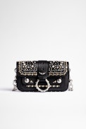 Sac Kate Wallet Bijou - Sac en cuir noir orné de bijoux Femme