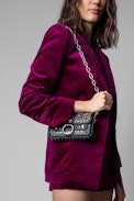 Sac Kate Wallet Bijou - Sac en cuir noir orné de bijoux Femme