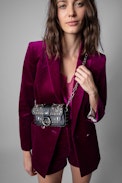 Sac Kate Wallet Bijou - Sac en cuir noir orné de bijoux Femme