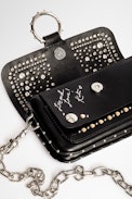 Sac Kate Wallet Bijou - Sac en cuir noir orné de bijoux Femme