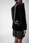 Kate Suede Wallet Bag - Women’s black leather Swarovski® rhinestone bag
