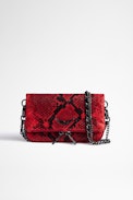 Pochette Rock Nano - Sac pochette en cuir effet python rouge Femme