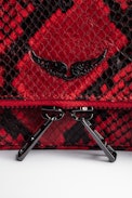 Pochette Rock Nano - Sac pochette en cuir effet python rouge Femme