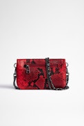 Pochette Rock Nano - Sac pochette en cuir effet python rouge Femme
