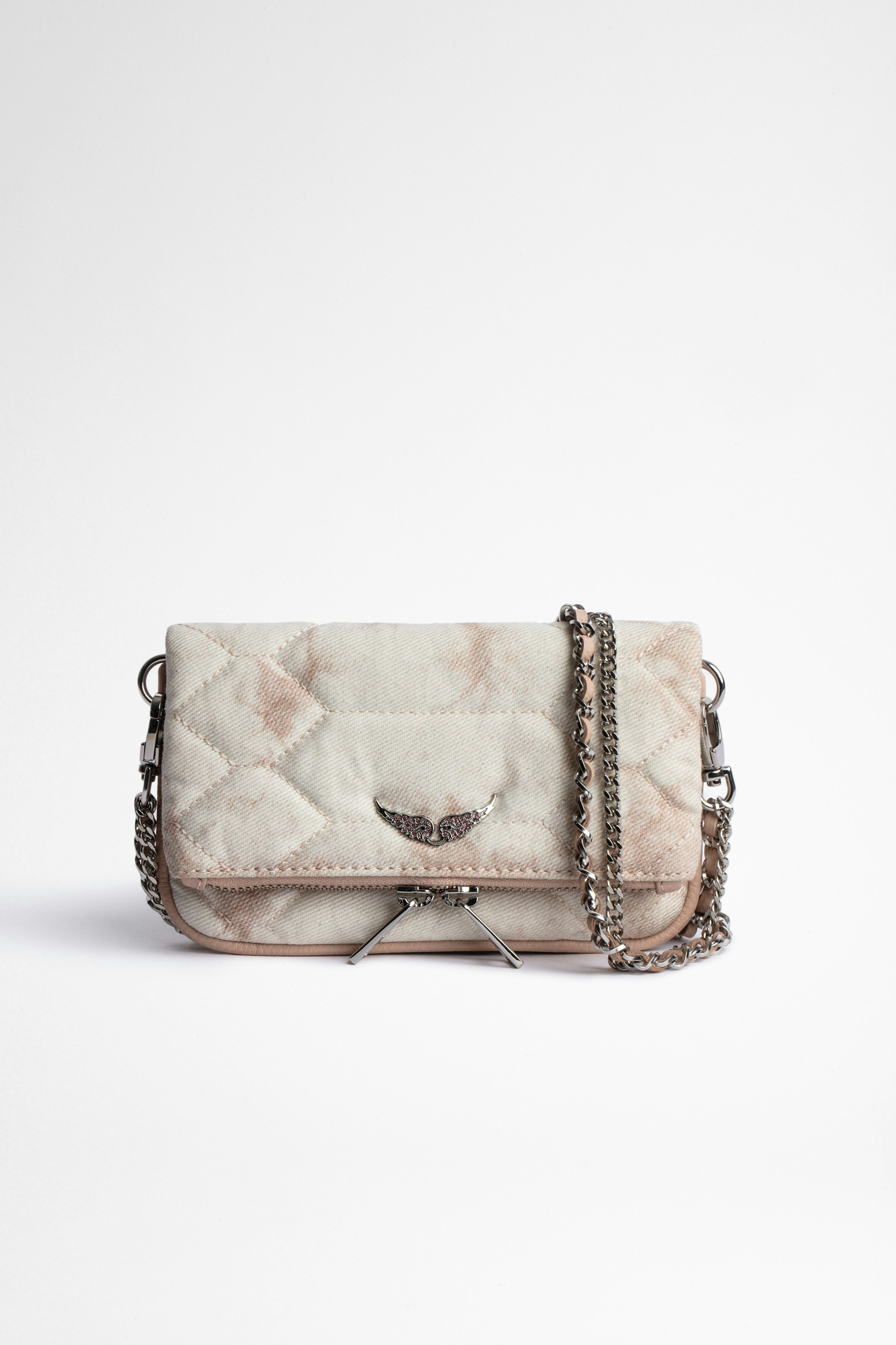 Rock Nano Clutch Small women's quilted and faded bag in ecru