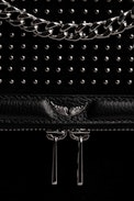 Rock Novel Bag - Women's black suede bag with studded flap