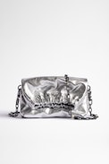 Borsa Rockyssime XS Metallic - Pochette in pelle di agnello argentata con manico a catena argentato donna