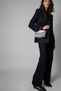 Borsa Rockyssime XS Metallic - Pochette in pelle di agnello argentata con manico a catena argentato donna