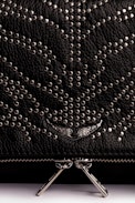 Rock Clutch - Women's black grained leather clutch bag with studs