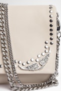 Pochette Rock Mirror - Pochette da donna in pelle di agnello beige borchiata, donna