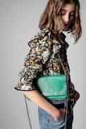 Rock Mirror Clutch - Women's green studded lambskin clutch bag