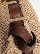 Le Cecilia Bag - Women's gold cotton knit and brown leather bag