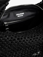 Le Cecilia Bag - Black basket-style bag with leather shoulder strap and metallic C buckle.