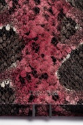 Rock Mirror Clutch - Women's purple leather clutch bag with studs and snakeskin effect