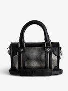 XS Sunny #2 Bag - Women’s small zipped bag in black leather with studs and a shoulder strap.
