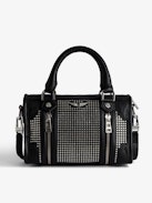 XS Sunny #2 Bag - Women’s small zipped bag in black leather with studs and a shoulder strap.