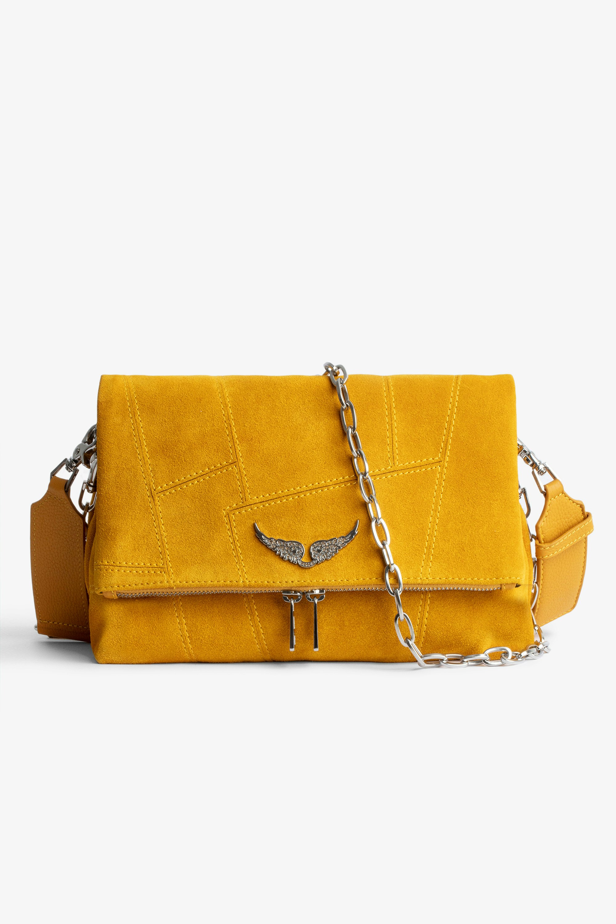 Rocky Suede バッグ Bag in yellow patchwork suede with shoulder strap