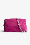 Borsa Rockyssime - Pochette in nylon rosa con catena in metallo donna