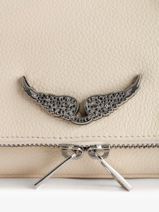 Swing Your Wings Rock Nano Clutch - Women’s white grained leather Swing Your Wings Rock Nano clutch with leather shoulder strap and chain