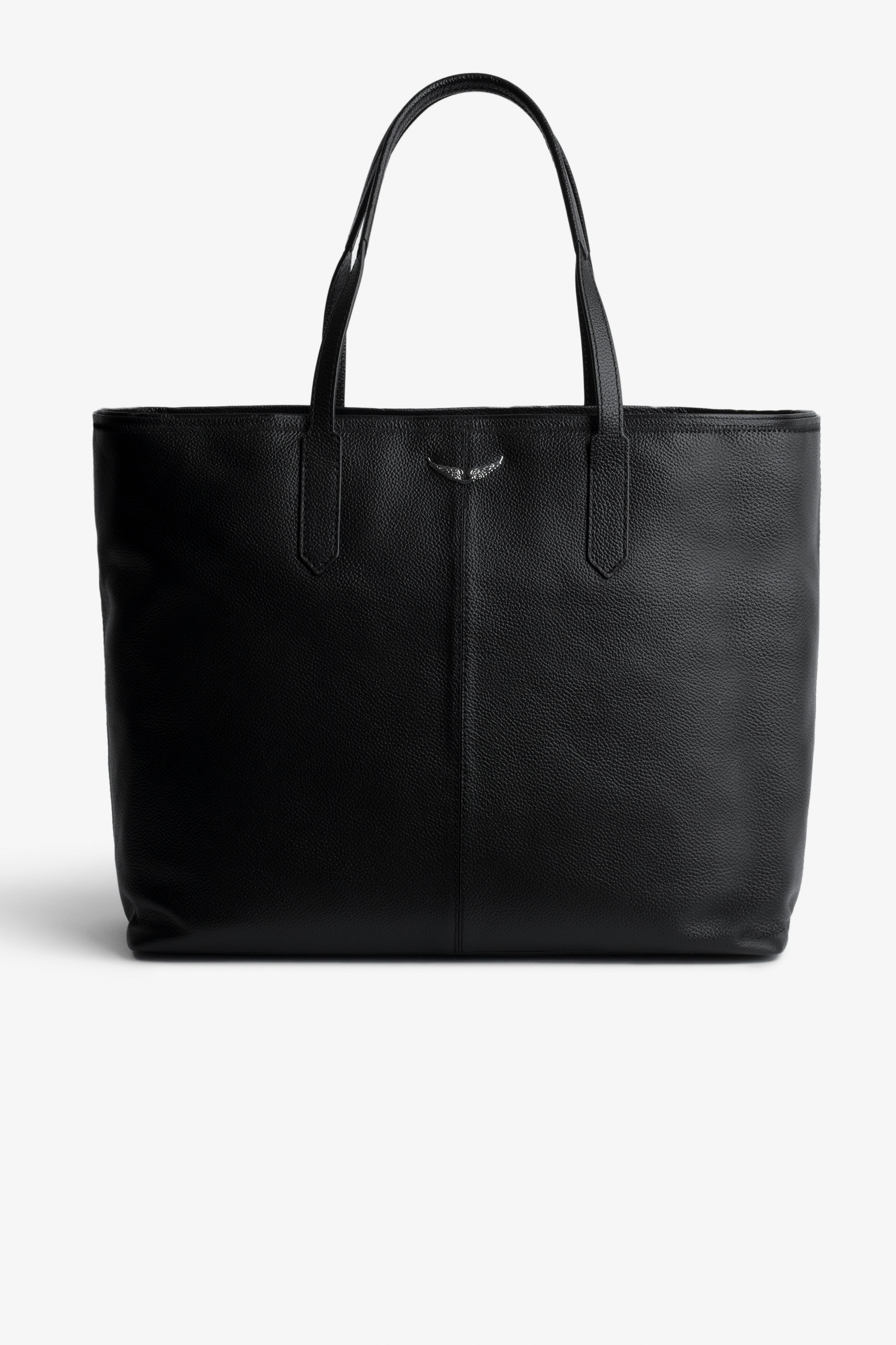 Mick Wings Bag - Grained leather tote handbag in black with the brand's iconic wings.