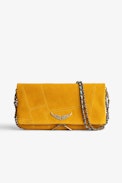 Rock Suede Patchwork Clutch - Women’s clutch bag in yellow suede patchwork